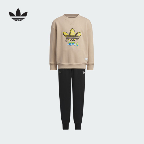 adidas阿迪达斯小童CREW SET运动休闲长袖长裤套装KF7345