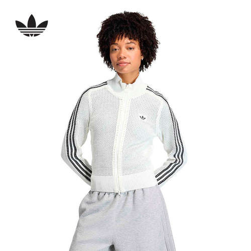 adidas阿迪达斯三叶草钩针编织夹克女FIREBIRD针织休闲外套KC6496