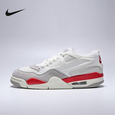耐克男鞋AIR JORDAN 4 RM AJ4低帮白红运动休闲复古篮球鞋HF8126