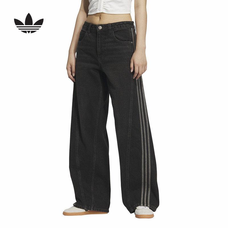 阿迪达斯2025春新款新年款棉牛仔阔腿运动扭扭裤宽松长裤JX6865,运动服/休闲服装,运动长裤,淘宝优惠券,粉丝福利购,淘宝优惠卷