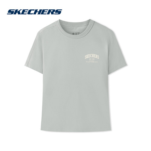 Skechers斯凯奇2026夏女运动短袖T恤圆领宽松休闲针织衫 L326W005