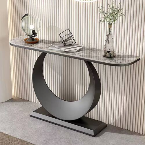 2025新款意式岩板轻奢玄关桌窄条案简约现代客厅入户收纳靠墙