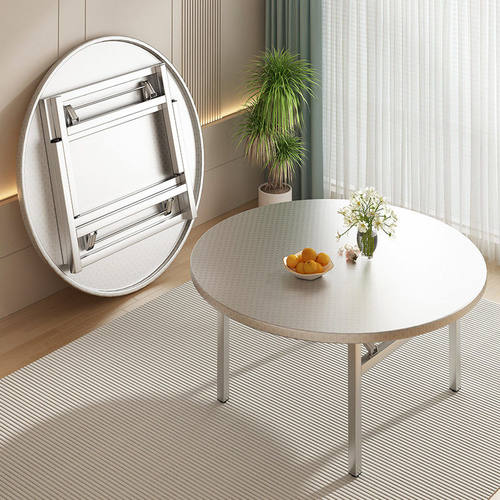 2025新款轻便折叠户外不锈钢夜市餐饮桌便携式大排挡地摊商用圆桌