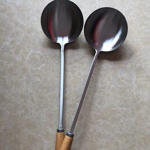 烹饪炒勺不锈钢勺家用厨房两钢 柄8锅铲食堂炒菜防烫纯手工锻打