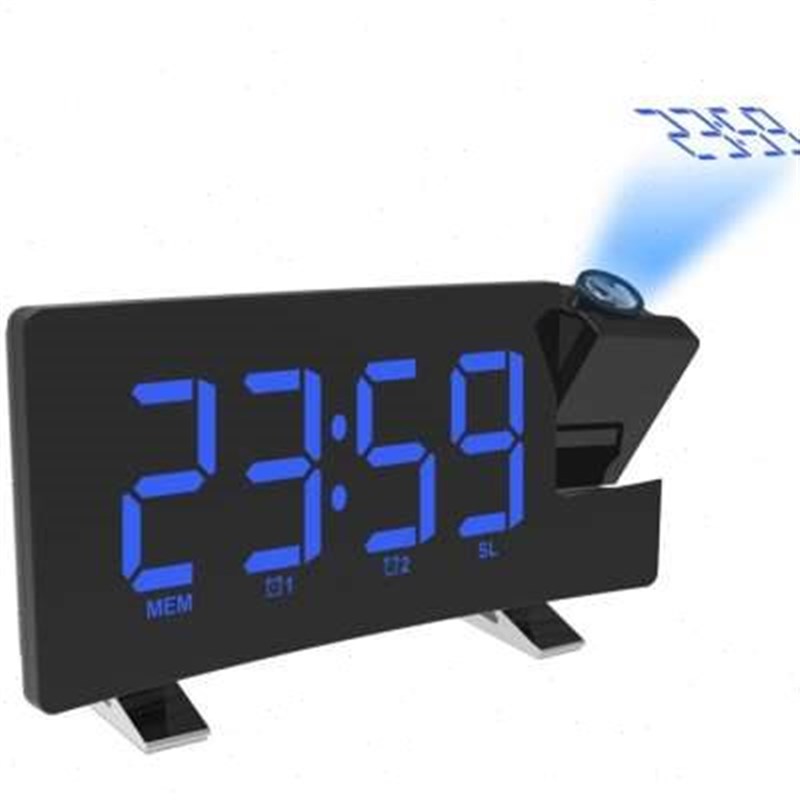 2022 新款收音机p闹钟 USCB充电常亮投影钟 曲W面屏幕座钟u.