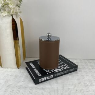 简约轻奢高端皮革玻璃首饰盒收纳盒储物罐装饰盒摆件样板房装饰品