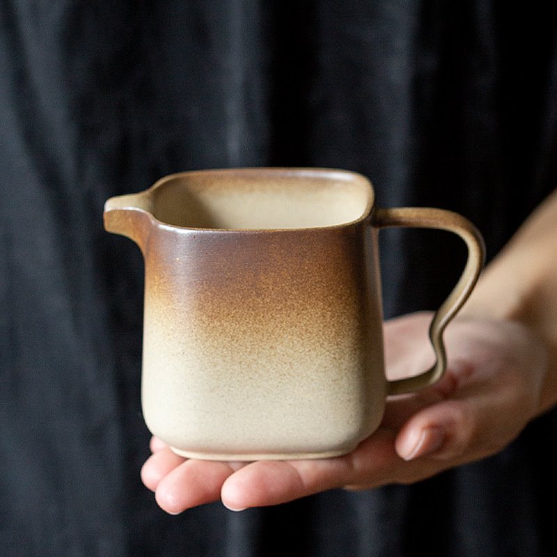 柴棕釉四方公道杯  中式复古陶瓷茶海 办公家用分茶器分杯品茗