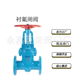 Z41F46衬氟闸阀 耐腐蚀南高生产 铸钢法兰手动衬四氟