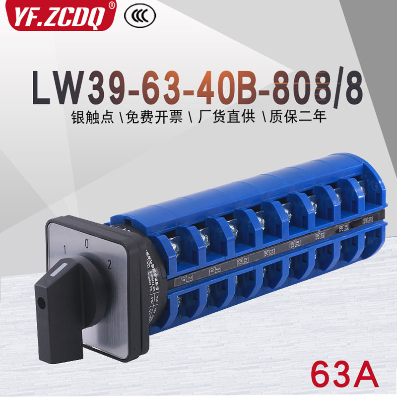 LW39-63-40B-808/8八线双电源切换电机倒顺手自动63A万能转换开关