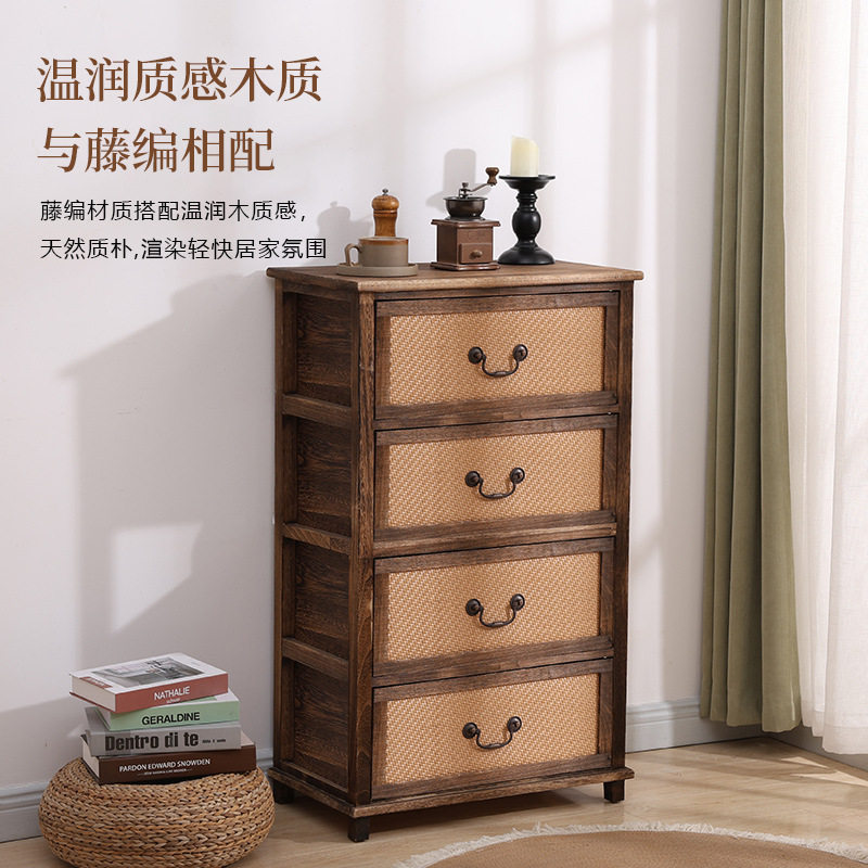 实木复古餐边柜收纳美式乡村客厅做旧储物柜民宿餐柜创意装饰斗柜