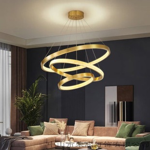 北欧客厅吊灯2020新款 楼别墅圆形LED吊灯 餐厅卧室灯现代简约复式