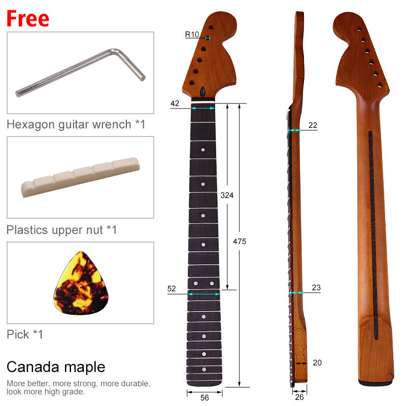 ST大头电吉他琴颈琴柄烤枫琴颈6弦22品玫瑰木乐器配件改装DIY吉他