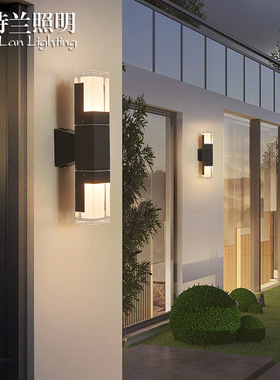 户外防水壁灯方形亚克力创意入户过道楼梯单双头照明别墅墙壁灯