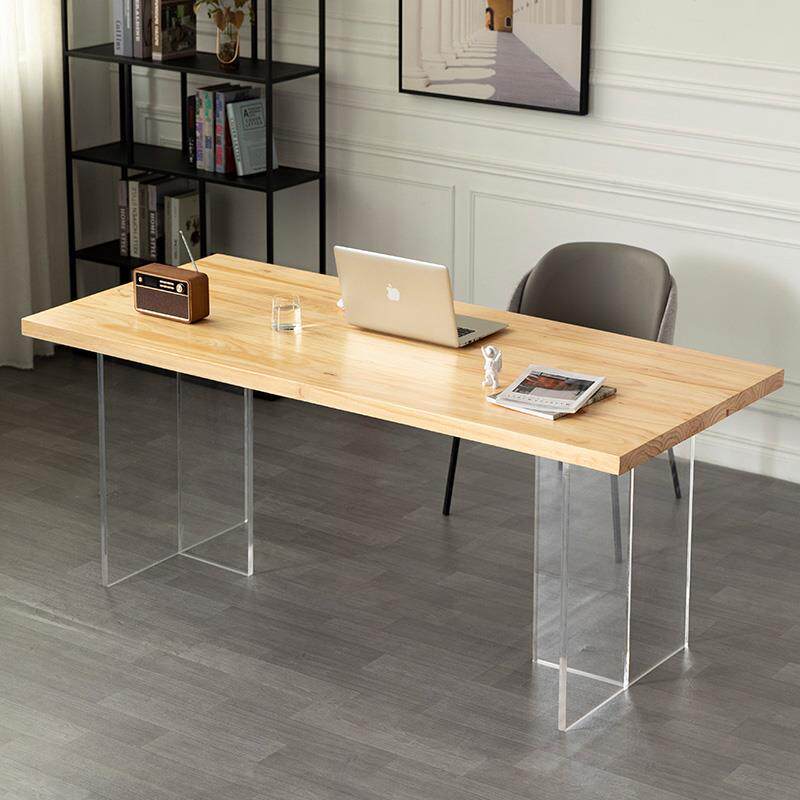 现代实木电脑桌台式工作台家用书桌办公桌子卧室简约学生学习桌子