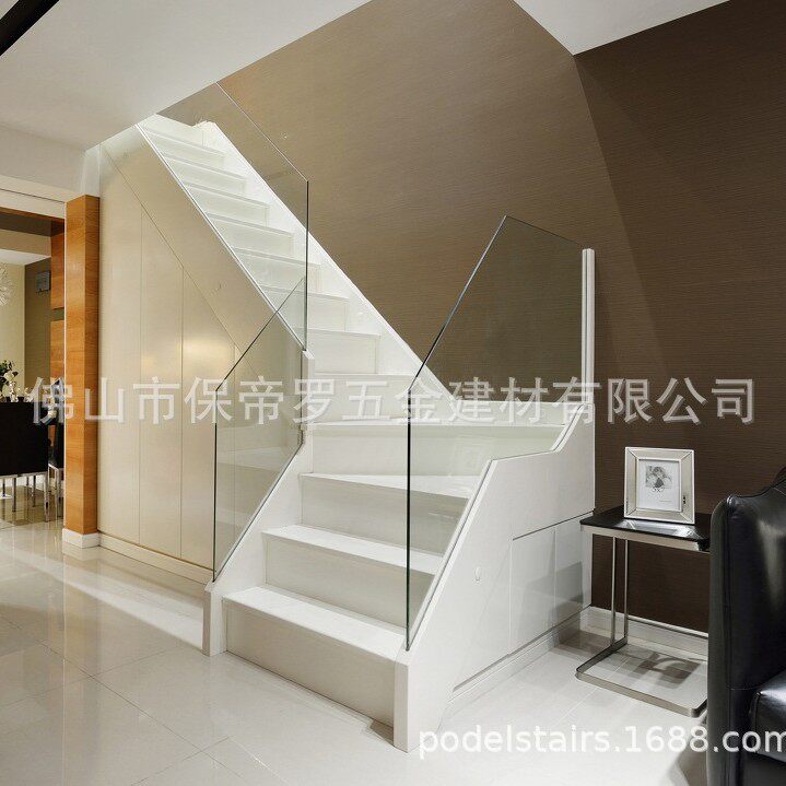 阳台栏杆护栏 别墅楼梯平台室内 钢化玻璃扶手