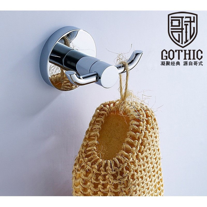 哥式GOTHIC挂衣钩 304不锈钢衣帽单钩浴室门后毛巾双挂衣钩挂件