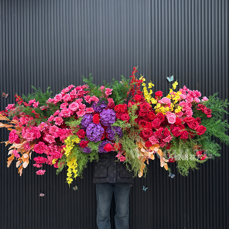 新款婚庆仿真花花艺婚礼背景装饰婚礼堂假花布置橱窗造景拍摄道具