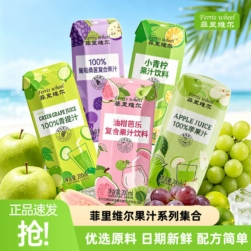 菲里维尔苹果汁青提汁饮料小瓶玉米汁椰子汁青柠汁桃子汁整箱jh