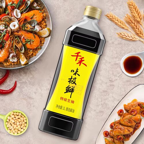 千禾0系列味极鲜生抽酱油1L/瓶酿造酱油凉拌炒菜炖煮烹饪酿造家