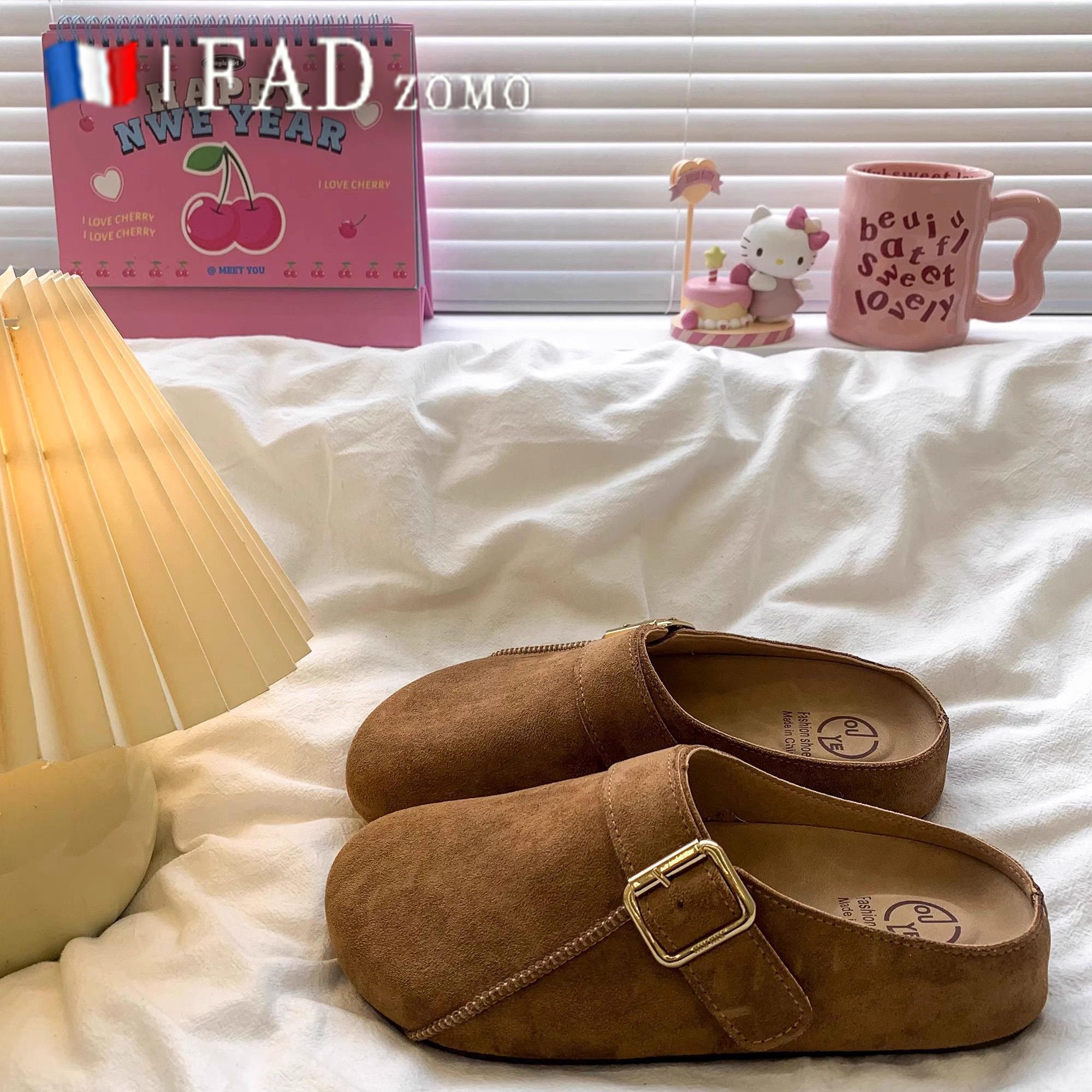 法国Fad Zomo厚底内增高包头拖鞋女外穿秋防滑懒人两穿穆勒勃肯鞋