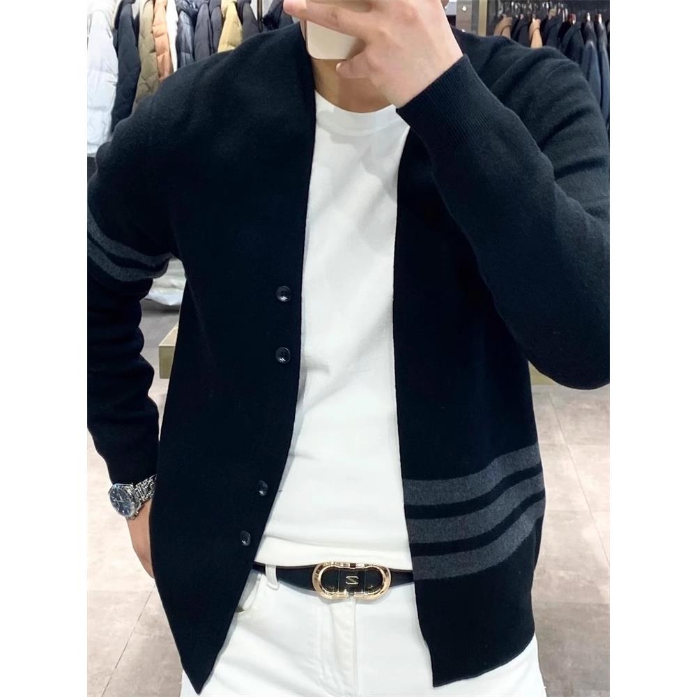 高端针织开衫毛衣男士外套2024新款秋冬季商务休闲高级感上衣男款