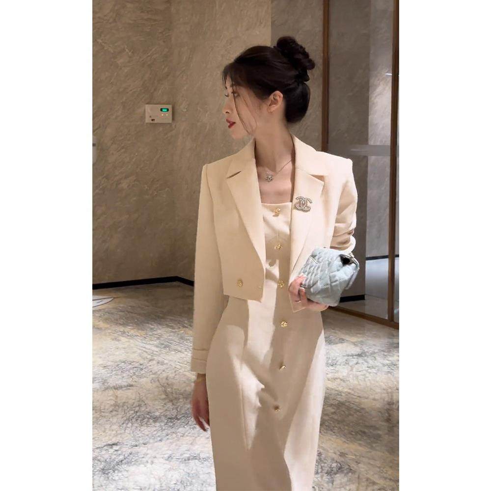 欧洲站2025秋季新款法式小香风西装套装裙御姐高级感小洋装两件套