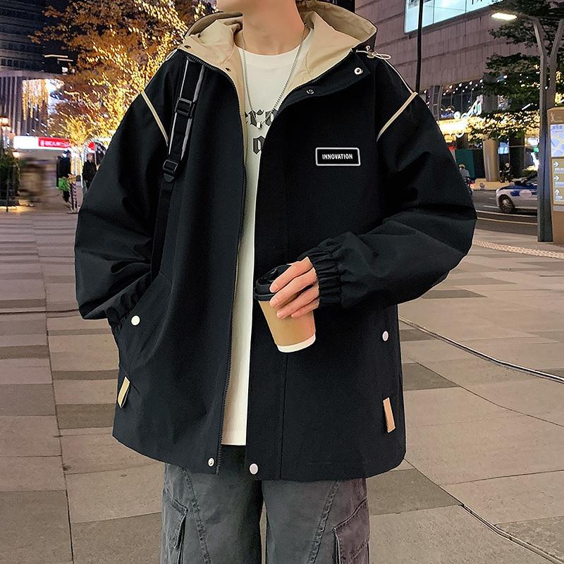 青少年冲锋衣外套男孩秋冬季新款初高中学生连帽夹克帅气大童上衣