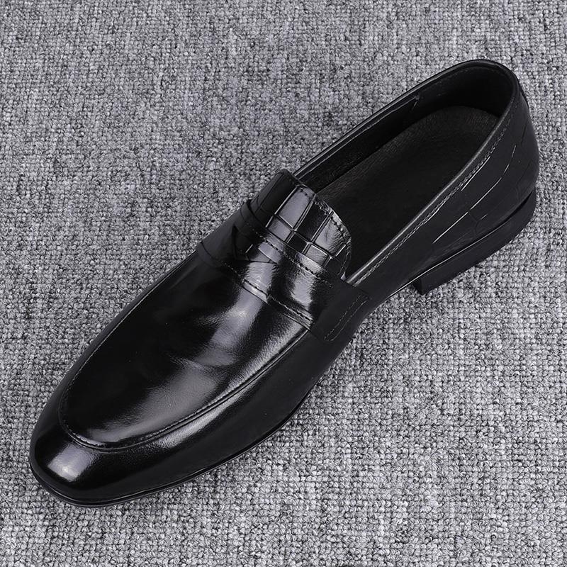 ECTOR HARDEN休闲皮鞋男新款瘦版素面商务正装百搭真皮鞋男一脚蹬