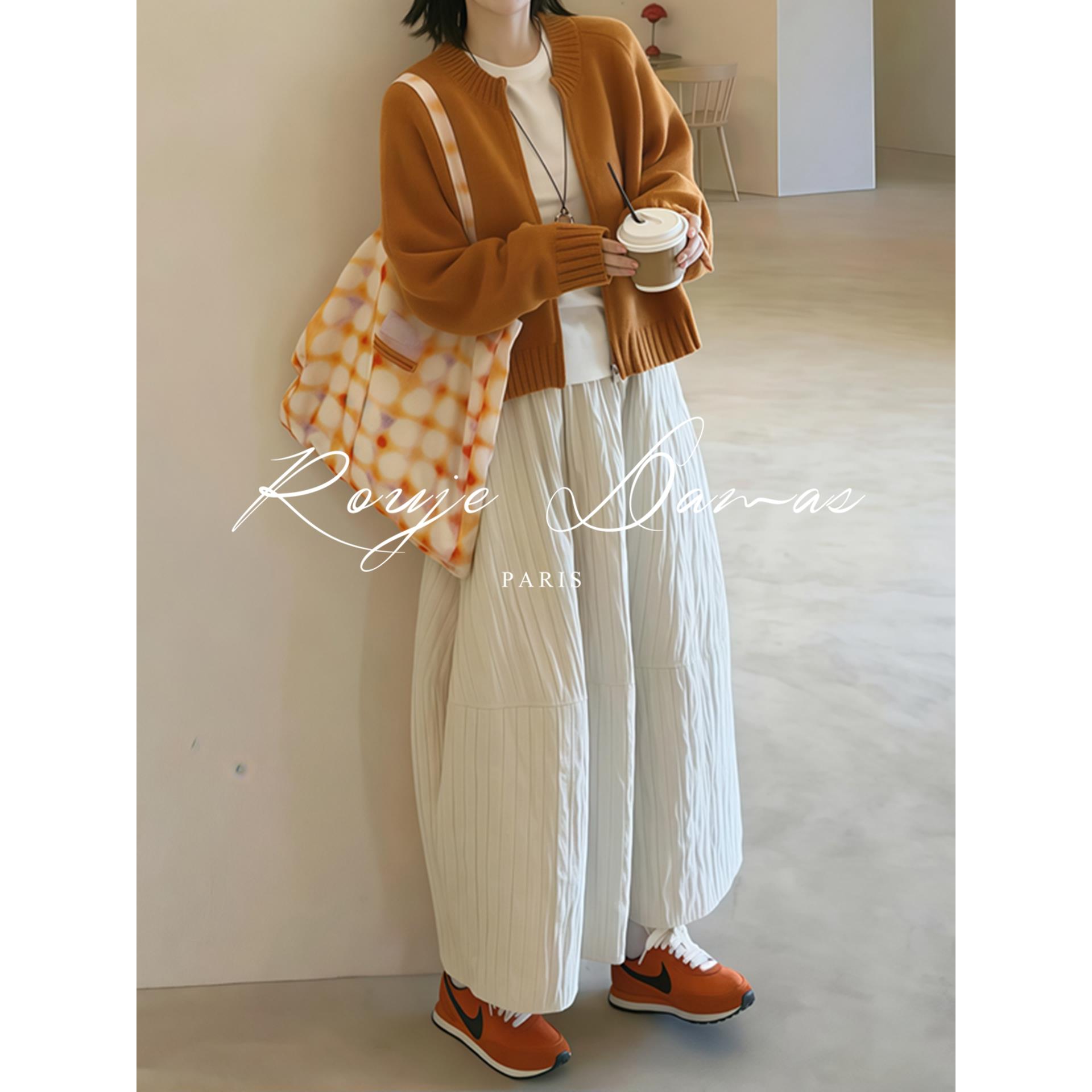 Rouje Damas法式气质长袖针织开衫女高腰显瘦百搭半身裙两件套装