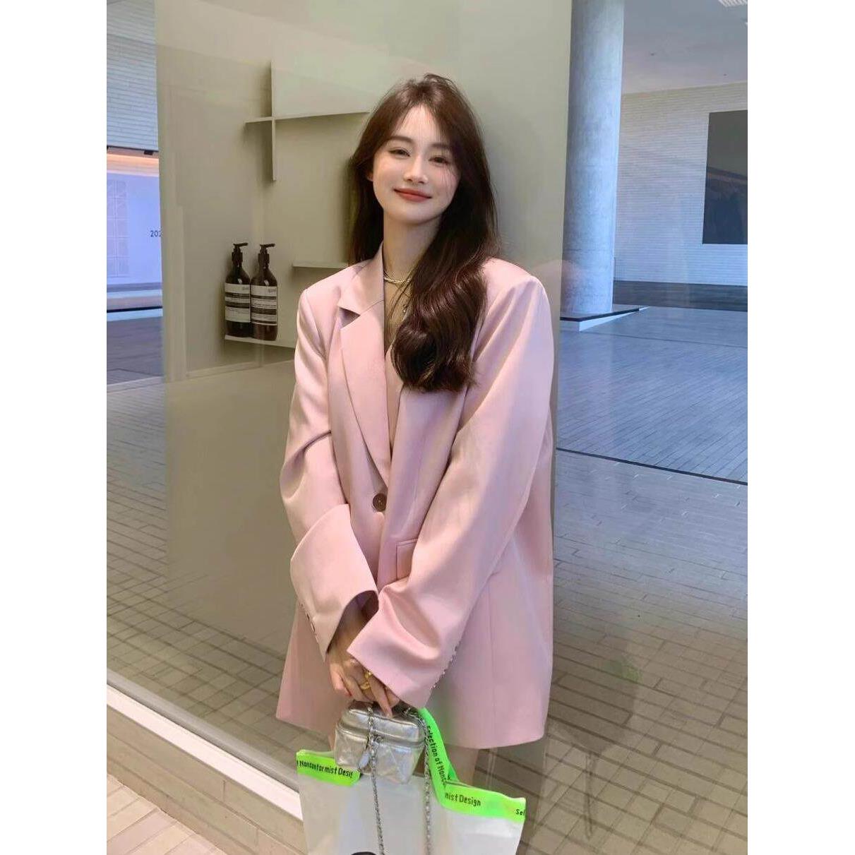 WFYO/高级小西装外套女2025春秋新款韩版小个子粉色休闲小众西服