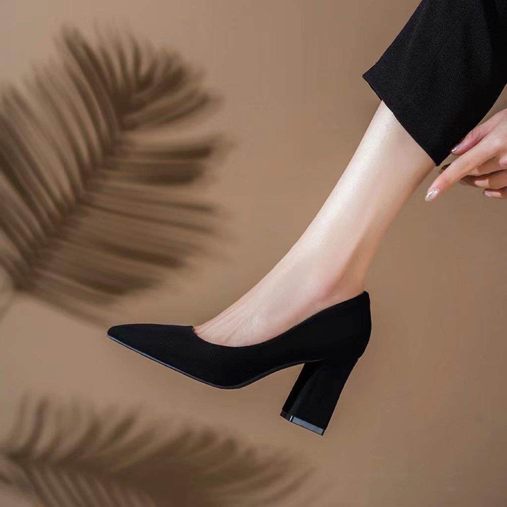 礼仪高跟鞋女学生空乘久站不累脚软底通勤职业粗跟黑色工作鞋单鞋,女鞋,浅口单鞋,淘宝优惠券,粉丝福利购,淘宝优惠卷