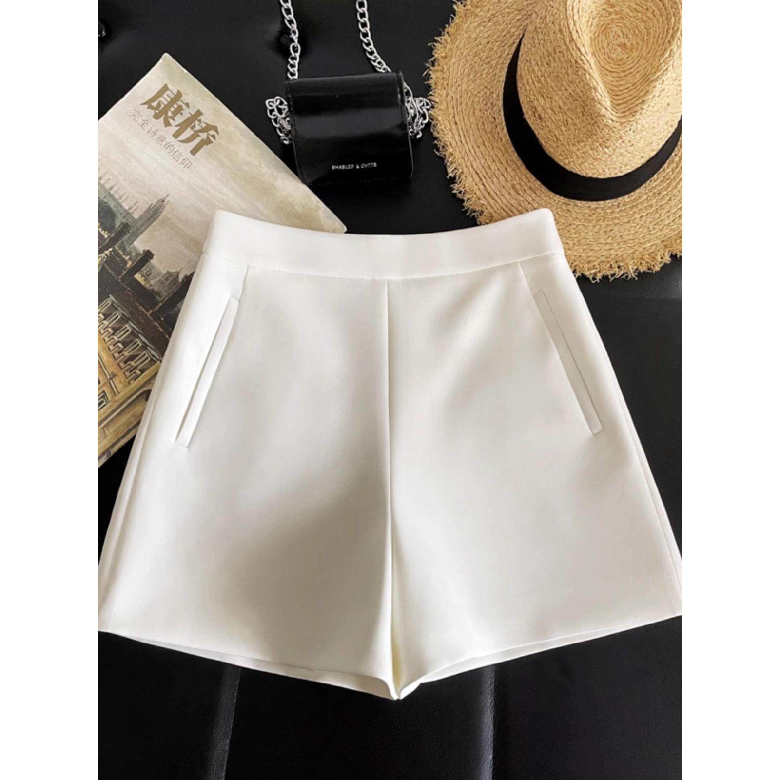 2025夏季新款高腰西装短裤女小个子宽松休闲高级感阔腿裤a字靴裤