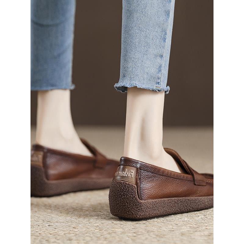 出门时x.g.是利基!这不是时尚!!软底女豆豆鞋,覆古超软乐福鞋