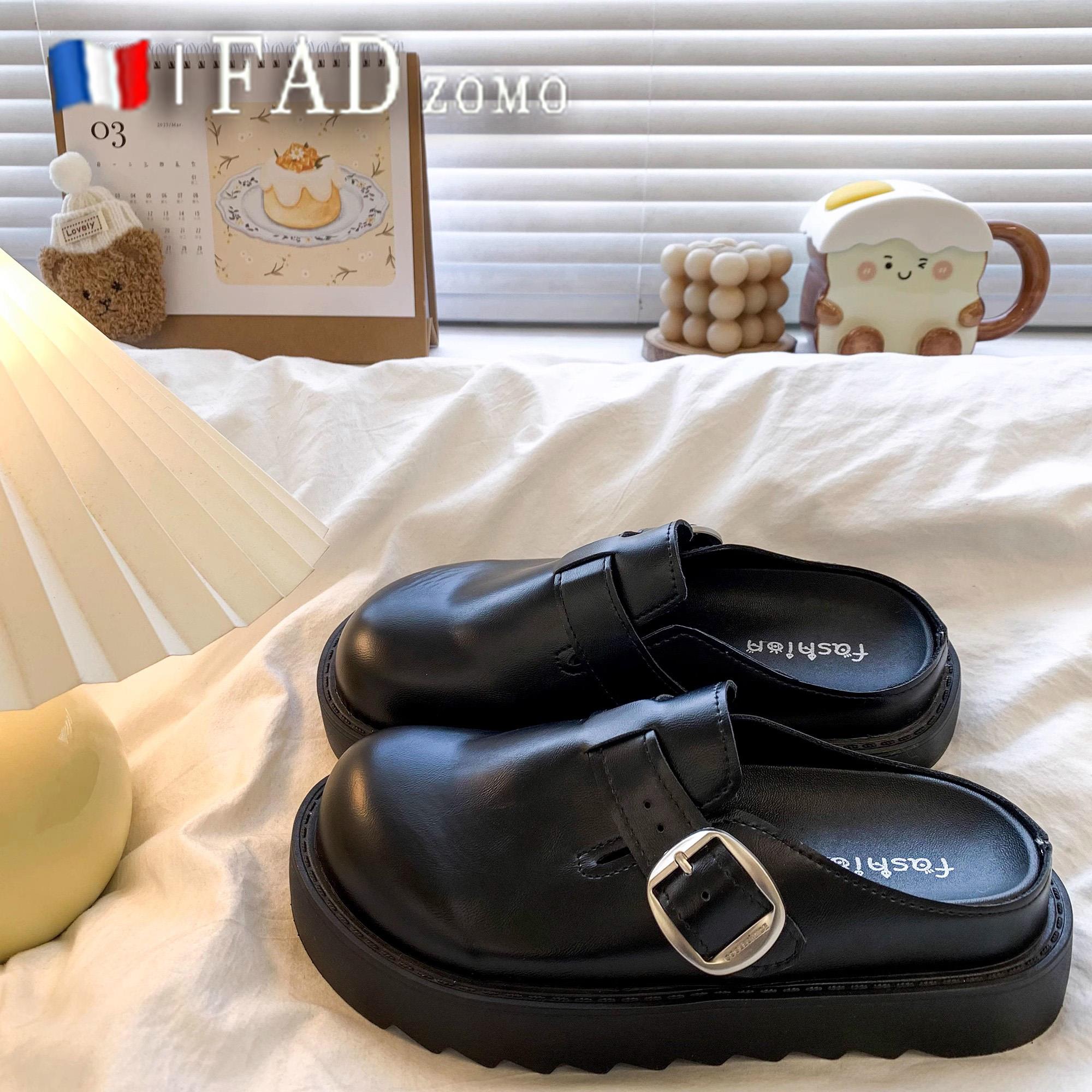 法国Fad Zomo厚底包头半拖鞋女外穿2025春秋季防滑内增高勃肯单鞋