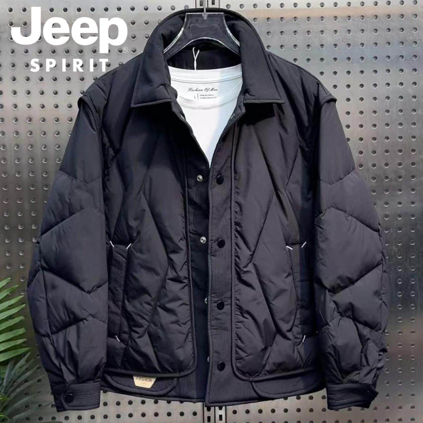 JEEP SPIRIT冬季新款轻薄翻领羽绒服男士外套加厚上衣鸭绒夹克男