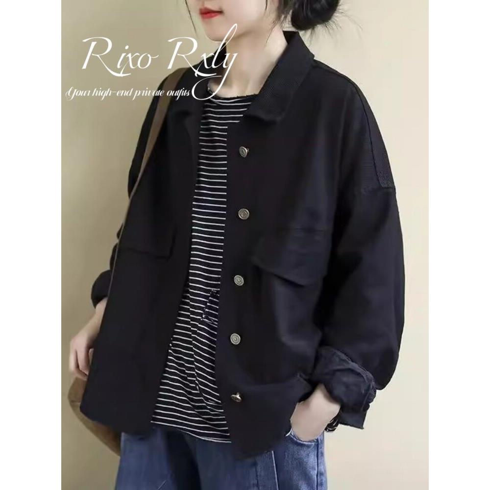 RIXO RXLY2025宽松小众小个外套女春秋休闲百搭气质长袖衬衫上衣