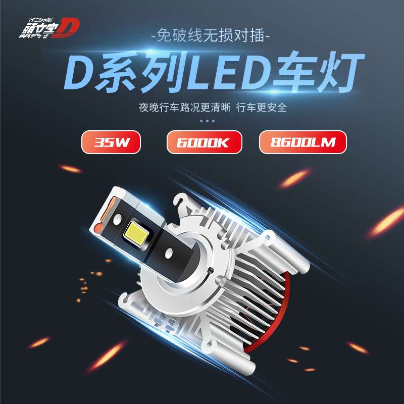 跨境头文字D原厂氙气灯改装更换超高亮汽车远近光一体D3S LED大灯