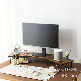 宿舍桌面实木电脑架创意木制电脑显示屏托架家用木质组合置物架