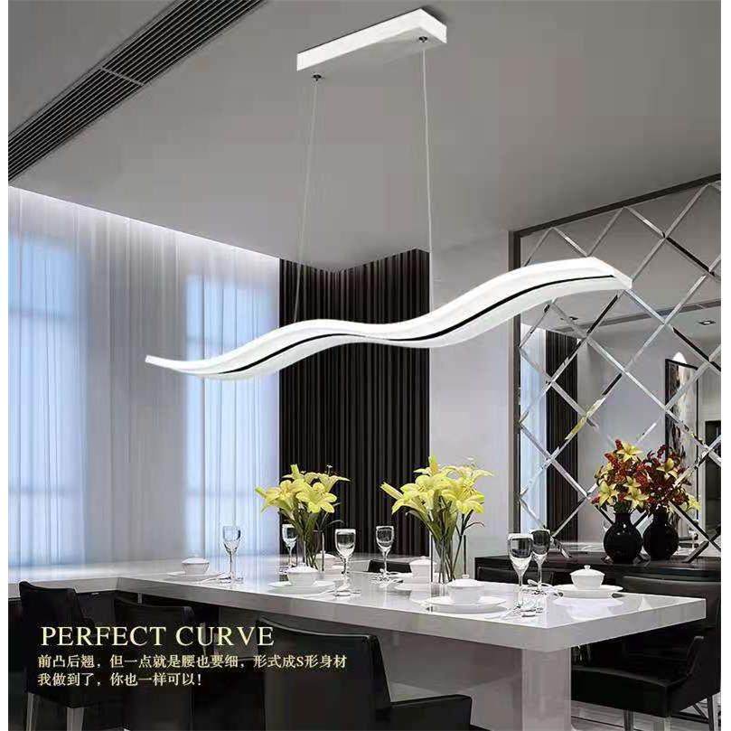 跨境现代简约LED餐厅吊灯吧台创意波浪时尚亚克力灯具灯饰