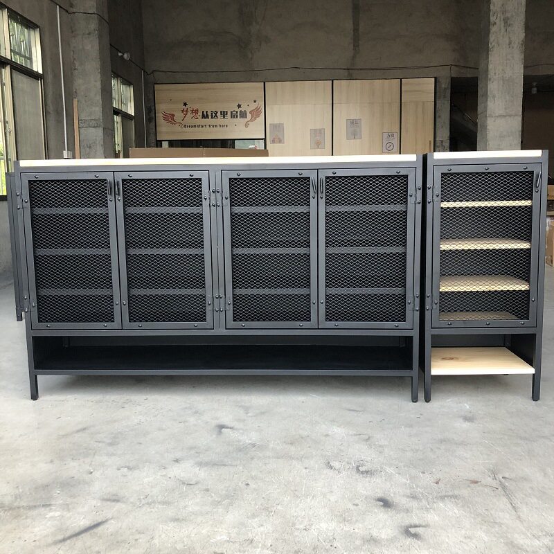 美式乡村铁艺柜子复古工业风鞋柜收纳柜户型入户客厅多层落地边柜