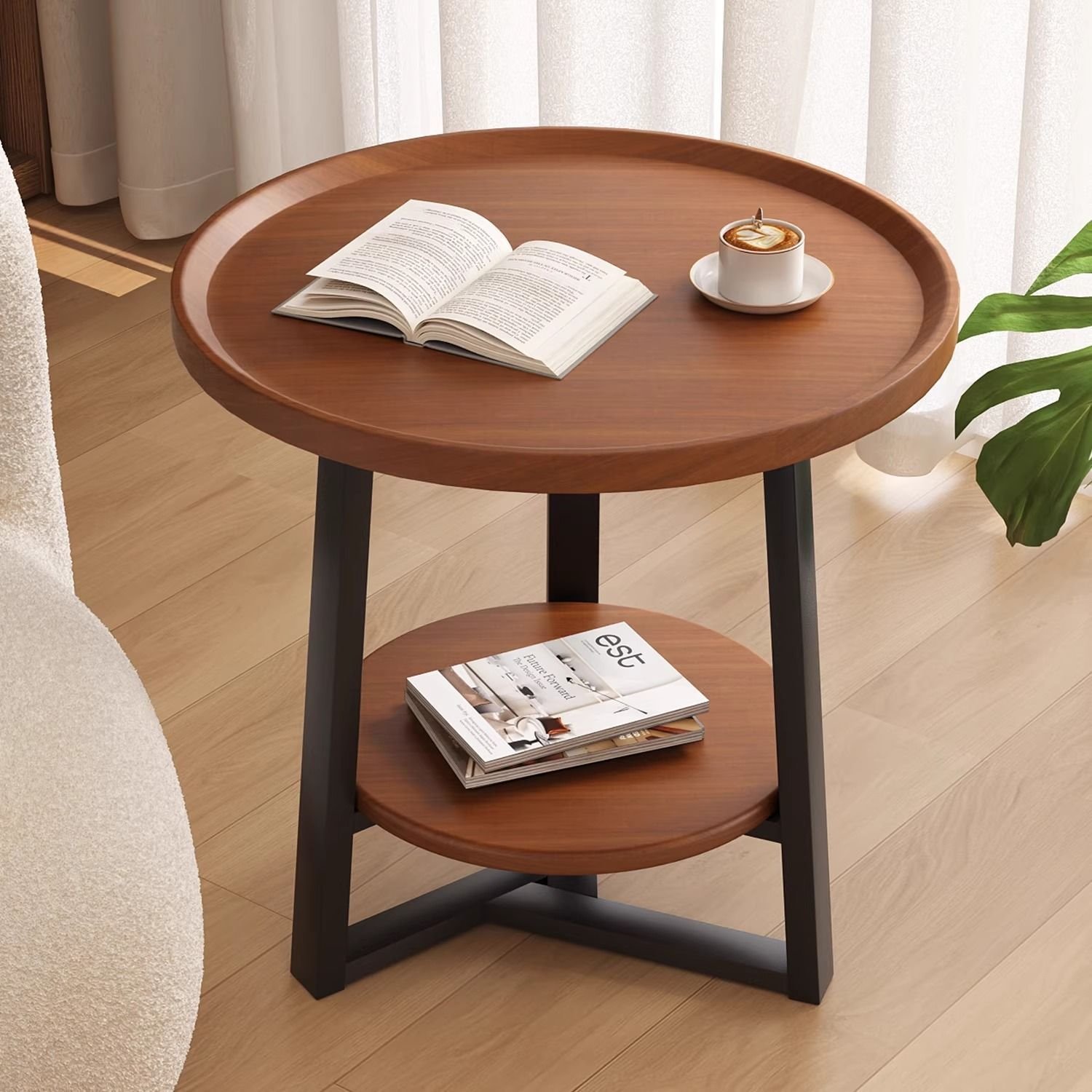 茶几客厅家用小户型沙发边几圆形茶桌小桌子简约床头柜置物架批发