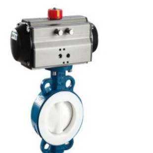 气动软密封蝶阀D671F46 衬氟铸钢蝶阀 16气动对夹式