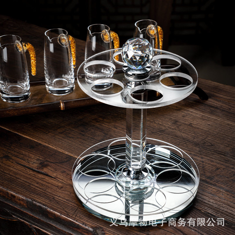 高级感白酒杯架子置物轻奢高档烈酒杯倒挂收纳水晶展示架杯子套装