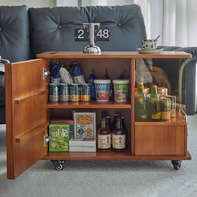 北欧复古简约实木茶桌家用茶台移动沙发茶水边柜茶车客厅泡茶水壶