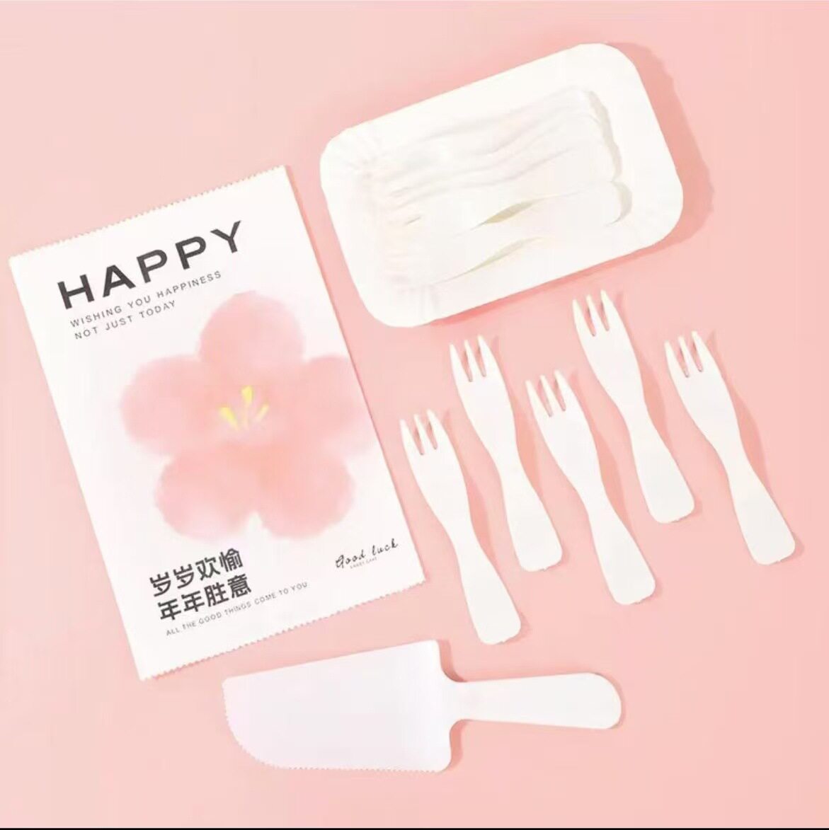 直销生日刀叉套装加厚塑料派对聚会烘焙蛋糕甜品一次性刀叉盘餐具