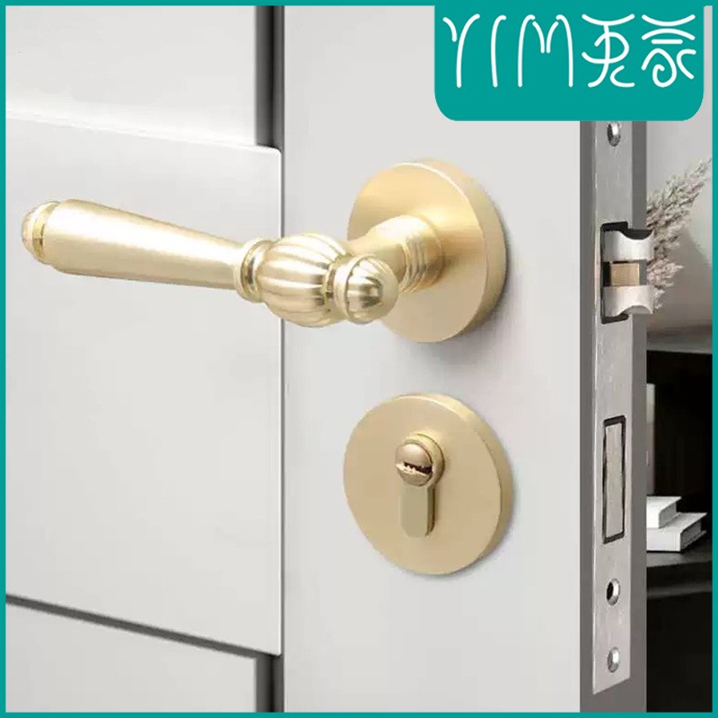 锌合金法式轻奢门锁室内卧室家用静音磁吸分体木门锁