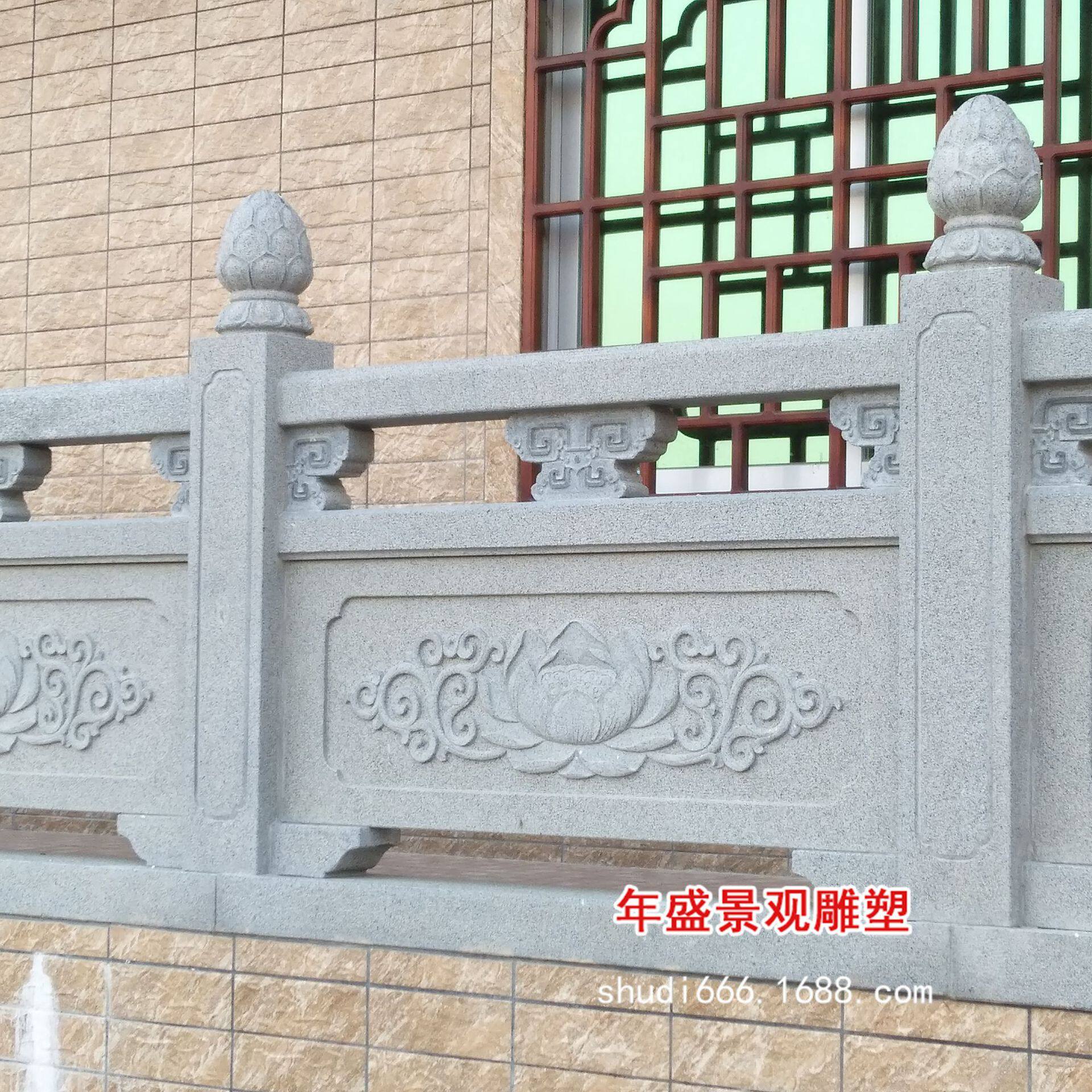 福建栏杆雕刻传统中式莲花栏板古建筑石护栏桥梁大理石栏板