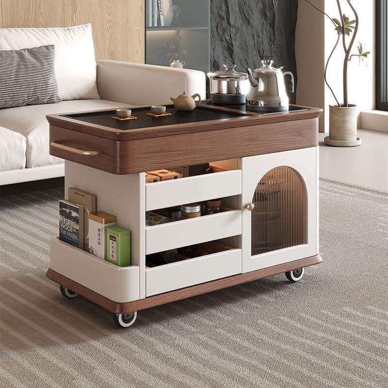 中古风客厅实木小推车可移动边几沙发边柜客厅复古茶几小桌子家用