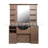 理发店镜台发廊复古美发店镜子带洗头盆实木剪发镜子美发镜台一体