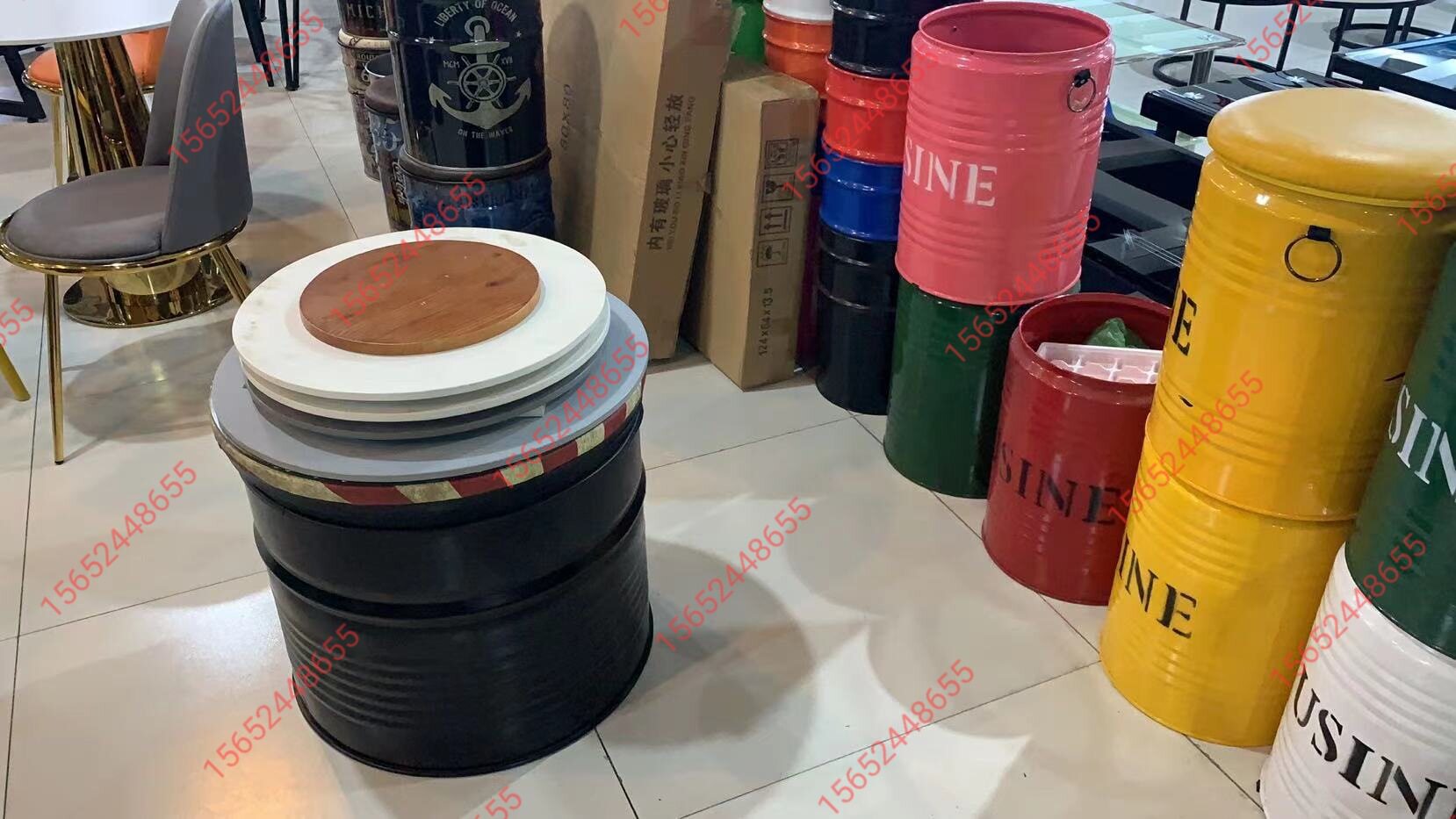 大铁桶网红店铺装修摆件品橱窗宣传厂家铁油桶储物桶道具桶